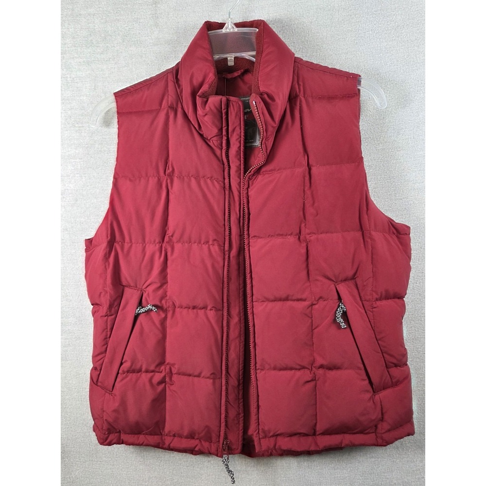 Eddie Bauer Vest Womens M Petite Red WeatherEdge Goose Down Quilted Puffer